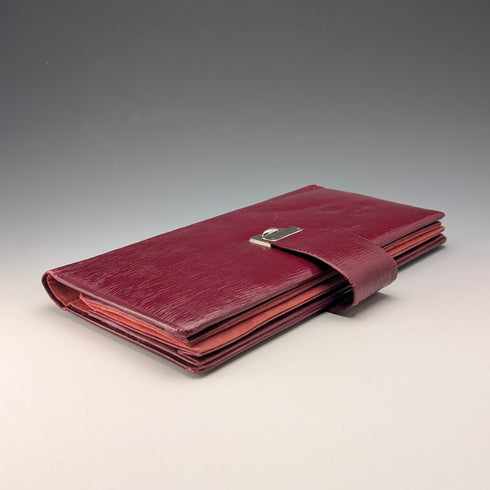 ヴィンテージ バーガンディーレザー 手袋&ハンカチケース